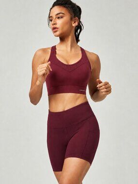 Ewedoos High Impact Sports Bra Maroon XL NWT Adjustable Racerback